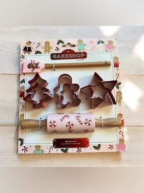 NEW The Bakeshop Christmas Cookie Cutter & Baking Utensil Set Gingerbread Candy